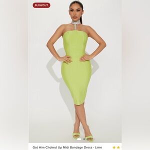 Elegant Strapless Lime Green Dress